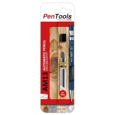Bild av PenTools by Pentel AM13 stiftpenna, 1,3 mm linjebredd för hantverkare och snickare, inkl. 8 finpåfyllningar