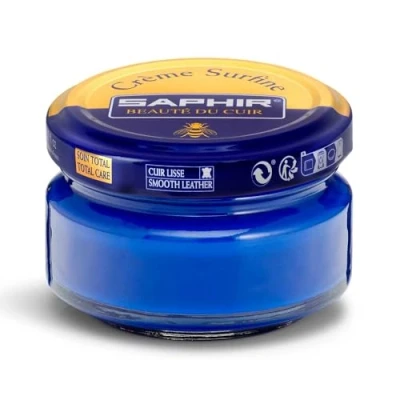 Bild av Saphir Crème Surfine lädervårdsprodukter, burk, blå (07) safir Bleu Storlek: 50 ml