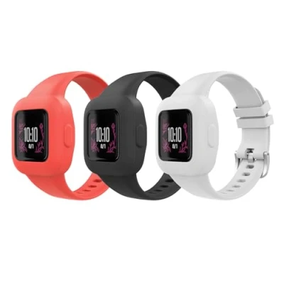 Bild av MoKo 3 PACK Band Compatible with Vivofit jr. Fitness Tracker for Kids, Soft Silicone Adjustable Replacement Strap Wristband Bracelet, Black &amp; Red White