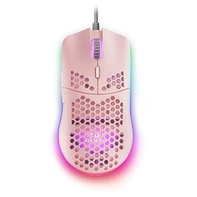 Bild av MARSGAMING MMAX rosa, ultralätt mus 69 g, optisk 12400DPI, Chroma RGB, mjuk