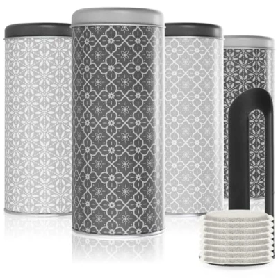 Bild av COM FOUR® 4x låda för kaffedynor förvaringsbehållare dekorativ med 2 motiv i färger (4 stycken uppsättning 4)