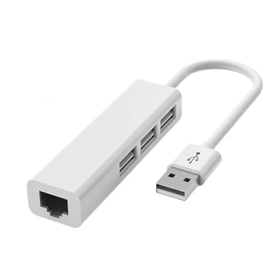 Bild av USB A till 3 x och RJ45 Ethernet LAN adapter hub kabel Mac nätverk för bärbar dator, PC, MacBook