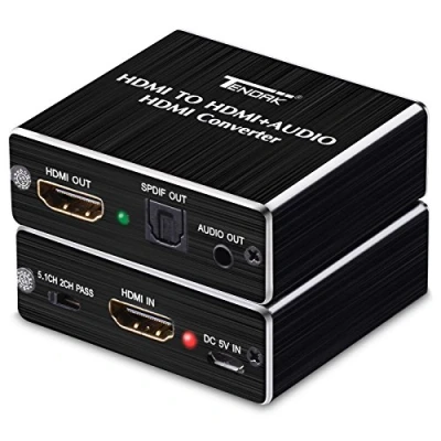Bild av Tendak HDMI Audio Extractor, Splitter 4K till SPDIF TOSLINK optisk och 3,5 mm stereoljudomvandlare adapter 1.4 för Blue Ray spelare PC PS4