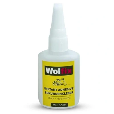 Bild av WOLFIX cyanoakrylat omedelbart lim superlim extra starkt tjockt universellt lämpligt för limning av plast, glas, trä, sten, metall och mycket mer ... (50 gr.)