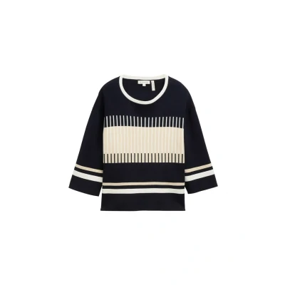Bild av TOM Tailor Stickad tröja, Storlek: Medium, Navy knit stripe design