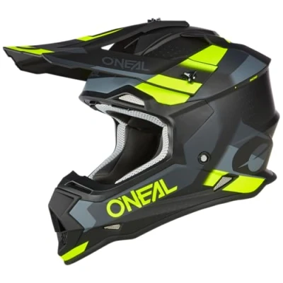 Bild av O&#039;NEAL Motocrosshjälm MX Enduro ABS skal ventilationshål för optimal kylning 2SRS hjälm SPYDE V.23 vuxen svart grå neon gul storlek M (57/58 cm)