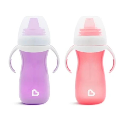 Bild av Munchkin mild övergång Småbarn mjölkflaska. BPA fri spillfri kopp, diskmaskinssäker, läckagesäkra koppar för 9+ månader. vattenflaska, baby sippy kopp med handtag och lock 296 ml, 2 pack