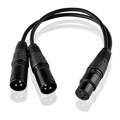 Bild av SIENOC 30 cm mikrofonkontakt kabel 3 stift XLR hona till dubbel 2 hankontakt Y splitter adapter (XLR(F) (M) x 2, svart)