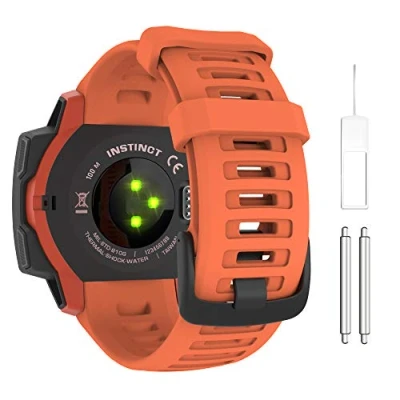 Bild av MoKo Strap Compatible with Instinct/Instinct Solar/Tactical/Instinct 2 GPS Smartwatch, 22mm Soft Silicone Sport Replacement Watch Band Wristband, Flame Red