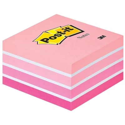 Bild av Post it Sticky Notes kub pastellfärger kollektion, paket med 1 dyna, 450 ark, 76 mm x mm, rosa, vit, orange färger självhäftande anteckningar för anteckningar, att göra listor och påminnelser