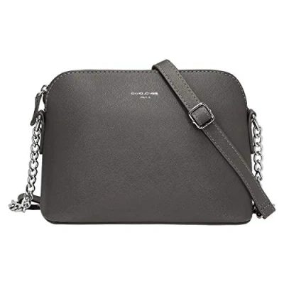 Bild av David Jones Dam Liten Axelremsväska Axelväska Crossbody Bag PU Läder Messengerväska Handväska Dragkedja Mode Kvinnor Resa Grå