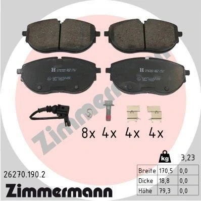 Bild av ZIMMERMANN 26270.190.2 Jeu de plaquettes frein VOLKSWAGEN: Transporter 6 Bus, 6, Multivan