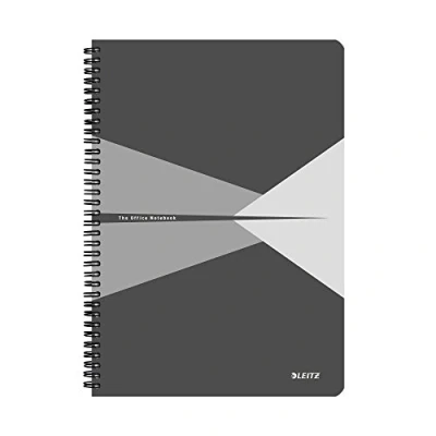 Bild av Leitz 46480085 A4 styvt omslagsanteckningsbok, grå (90 ark, linjerat, 1 bokmärke, 90 gsm elfenbensfärgat papper, kontorssortiment)