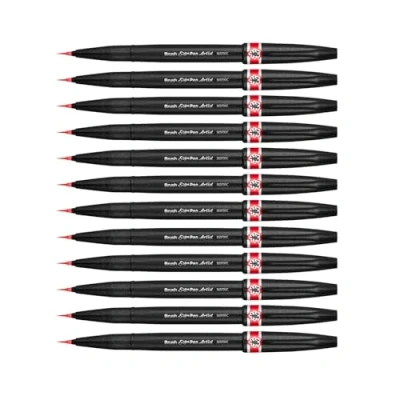 Bild av Pentel SESF30C BX extra fin penselspets, 12 stycken röda