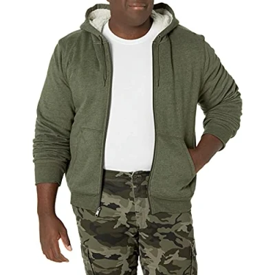Bild av Amazon Essentials Men&#039;s Sherpa fodrad fleecetröja med dragkedja, Olivgrön, XL