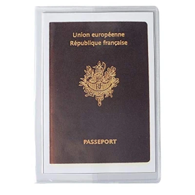 Bild av Exacompta Ref 5399UE Förpackning med 10 skyddande passomslag 2 paneler 9 x 12,5 cm arkiveringsformat 4 sidiga släta PVC omslag Intensiv användning Kristallfärg