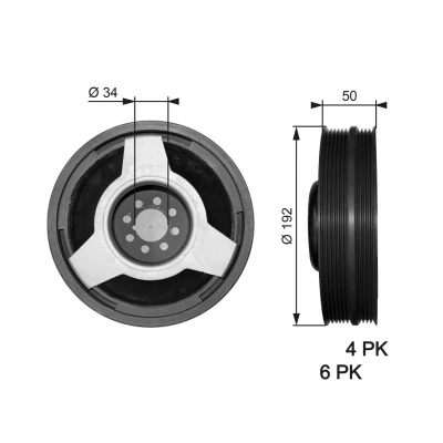 Bild av GATES TVD1030 Poulie Damper 191 sans accessoires FleetRunner Micro V Stretch Fit AUDI: A4 B7 Avant, Berline, B6 Berline