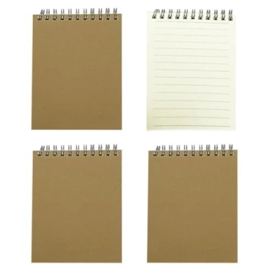 Bild av JOYISEN 4 stycken anteckningsblock A6 liten linjerad spiral, anteckningsblock, 80 ark/160 sidor, anteckningsbok, dagbok, skrivblock, ritblock för kontor och skola (beige)