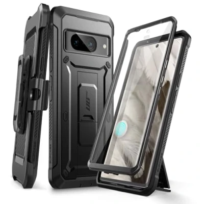 Bild av SUPCASE för Google Pixel 8A fodral med stativ och bältesklämma (Unicorn Beetle Pro), [inbyggt skärmskydd] [Militärt skydd] slitstarkt robust ställ telefonfodral 8A, svart