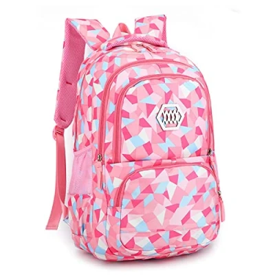 Bild av barn, ryggsäck, skolväskor för pojkar och flickor, skolväskor, skolryggsäck, resor, camping, casual, ryggsäck elever i skolor vuxna, Rosa, Taille unique