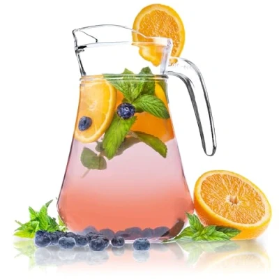 Bild av KADAX kanna, glaskanna, glaskanna av robust glas, vattenkanna med pip och praktiskt handtag, glaskaraff för kalla drycker, juice, mjölk, iste, transparent (Theo, 1,4 l)