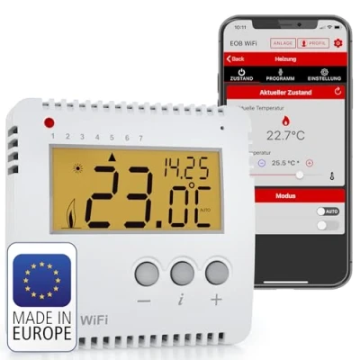 Bild av ELEKTROBOCK PT14 P WiFi Smart WLAN rumstermostat 230 V värmekontroll via app ytmontering 16 A för elektriska element justerbara veckoprogram, vit