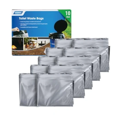 Bild av CAMCO Dubbel väska design bärbara toalettavfallspåsar, svart, 10 pack (41548)