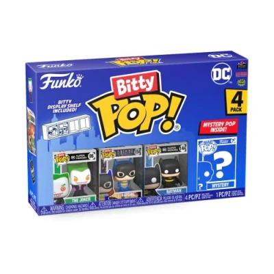 Bild av Funko Bitty POP! DC the Joker 4PKand A Surprise Mystery Mini Figure 2,2 cm (0,9 tum) Comics samlarobjekt Stapelbar displayhylla ingår Presentidé Partypåsar Strumpa