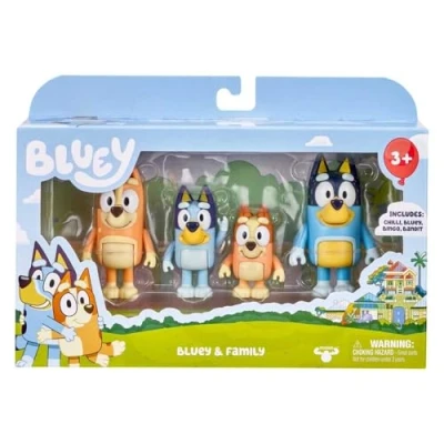 Bild av Bluey and Family: Bingo, Bandit Chilli 4 Figure pack Articulated Character Action Figures 2.5 inches Official Collectable Toy