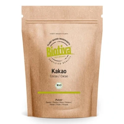 Bild av Biotiva kakaopulver organiskt 1 kg 100% renaste Mycket deoiled (11% fett) utan socker tillsatser utmärkt biotivkvalitet förpackad och kontrollerad i Tyskland