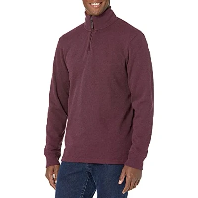Bild av Amazon Essentials Herr kvarts dragkedja fransk ribbtröja, vinröd ljung, X Large