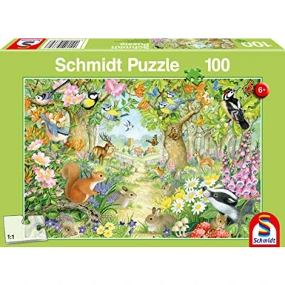 Bild av Schmidt Spiele 56370 Djur i skogen, 100 bitar barnpussel, flerfärgad