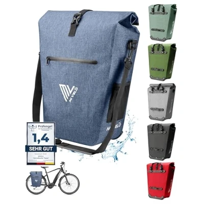 Bild av Mivelo Cykelväska, pakethållarväska, vattentät, 100 % PVC fri, laptopfack + lås cykelväska för pakethållare 1 st, (kol, 25 l)