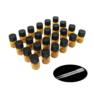 Bild av Yizhao Bärnsten Tomma Glasflaskor 2ml, Provglasflaskor med Öppningsreducerare för Eterisk Olja, Aromaterapi, Parfym, Massage, Spa, Dofter, Kemilab 24 st