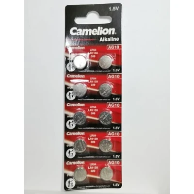 Bild av 10 Camelion Ag10/Lr54/189/389/Lr1130 paket med alkaliska batterier, lång livslängd (markerat utgångsdatum)