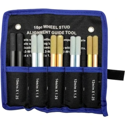 Bild av ZKTOOL 10 stycken bilhjuljusteringsbultar, M12 x P1.25 P1.5 M14 M15 1.25 SST, hjulpositioneringsstift, hjulmonteringsstyrningsverktyg, hjulupphängning positioneringsskruvar