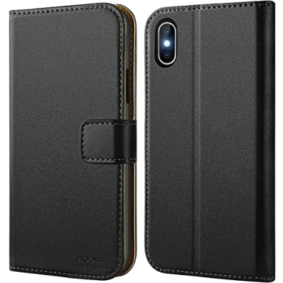 Bild av HOOMIL Magflip Case Kompatibel med iPhone X/XS 5,8 Tum, Premium Läder Fodral Svart