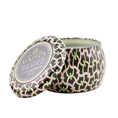 Bild av Voluspa Decorative TIN Candle PINK Citron Grapefruit 113G Doftljus, Storlek: 113 g, Black
