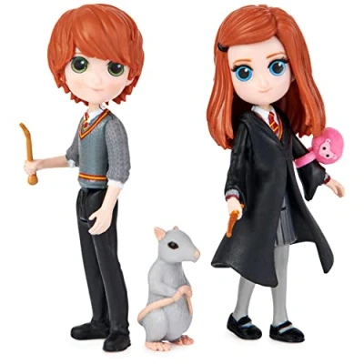 Bild av SpinMaster, HARRY POTTER MINIS Ron &amp; Ginny WIZARDING WORLD Vänskapsset 2 och ledda dockor 8 cm med tillbehör 6061834 leksak för barn 5 år äldre