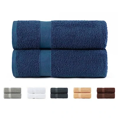 Bild av Todocama Set med 2 duschhanddukar, 100% bomull, 550 g/m², extra mjuka, högabsorberande och snabbtorkande. Mått 70 x 140 cm, marinblå