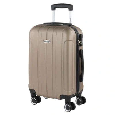 Bild av ITACA Resväska Styv Resehytt 4 Hjul Vagn 55 cm ABS Slät. Bagage av Hand. Resistenta och Lightweight Handtag 2 Hänglås. Låg kostnad Ryanair, Champagne