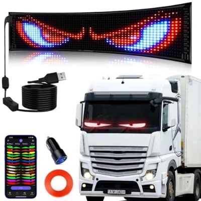 Bild av QNOAVVE Flexibel USB RGB Display Kort, 68x12cm Bluetooth Smart Applikation Körs Teckensnitt Programmerbar Logotyp, Lämplig För Bil, Butik, Bar, Graffiti, Text, Animation