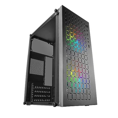 Bild av Mars Gaming MC CORE, ultrakompakt Micro ATX PC fodral, metallnät frontdesign, 2 x 120 mm FRGB fläktar, helsidofönster spelfodral, Mini ITX USB 3.0, svart