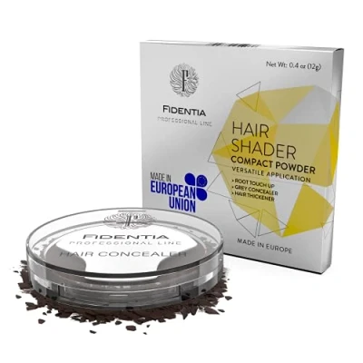 Bild av Fidentia Hair Shader 12 g Made in EU Concealer för förtjockning av håret, Döljande hårfäste och tillbakadraget hårfäste, 12g Mörkbrun