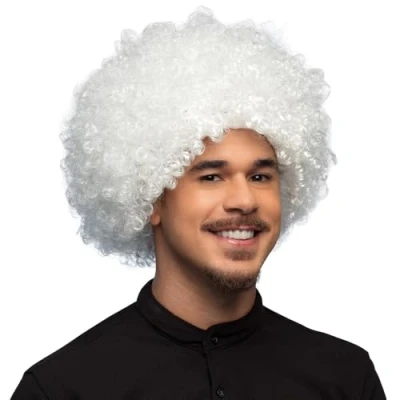 Bild av Boland 86016 vuxen peruk afro, vit, One Size