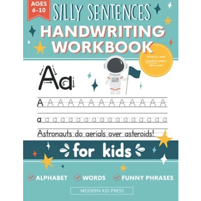 Bild av Handwriting Practice Book for Kids (Silly Sentences): Penmanship and Writing Workbook Kindergarten, 1st, 2nd, 3rd 4th Grade: Learn Laugh by Tracing Letters, Sight Words Funny Phrases