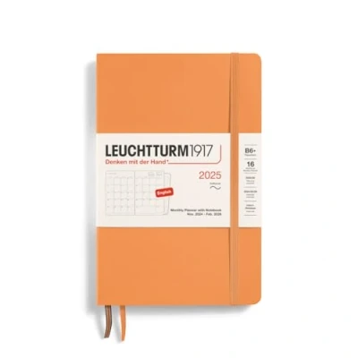 Bild av LEUCHTTURM1917 370805 månadsplanerare och anteckningsbok pocket (B6+) 2025, 16 månader, mjukt skydd, aprikos, engelska