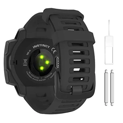 Bild av MoKo Strap Compatible with Instinct/Instinct Solar/Tactical/Instinct 2 GPS Smartwatch, 22mm Soft Silicone Sport Replacement Watch Band Wristband, Black