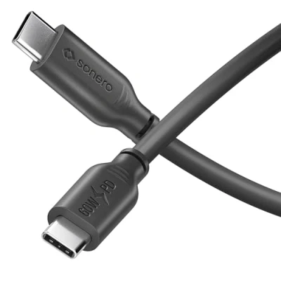 Bild av Sonero® USB C till laddkabel, mobiltelefon snabbladdningskabel C, kabel typ 2.0, 60 W PD, svart, 1,50 m