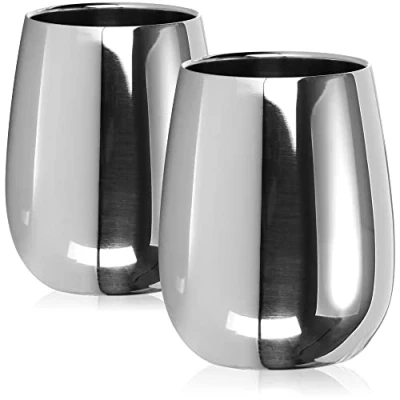 Bild av COM FOUR® 2x dricksmuggar gjorda av rostfritt stål högblank vinkopp 200 ml premium rostfri kopp att gå termokopp dubbelväggig &amp; BPA fri (2 stycken 200ml högglans)
